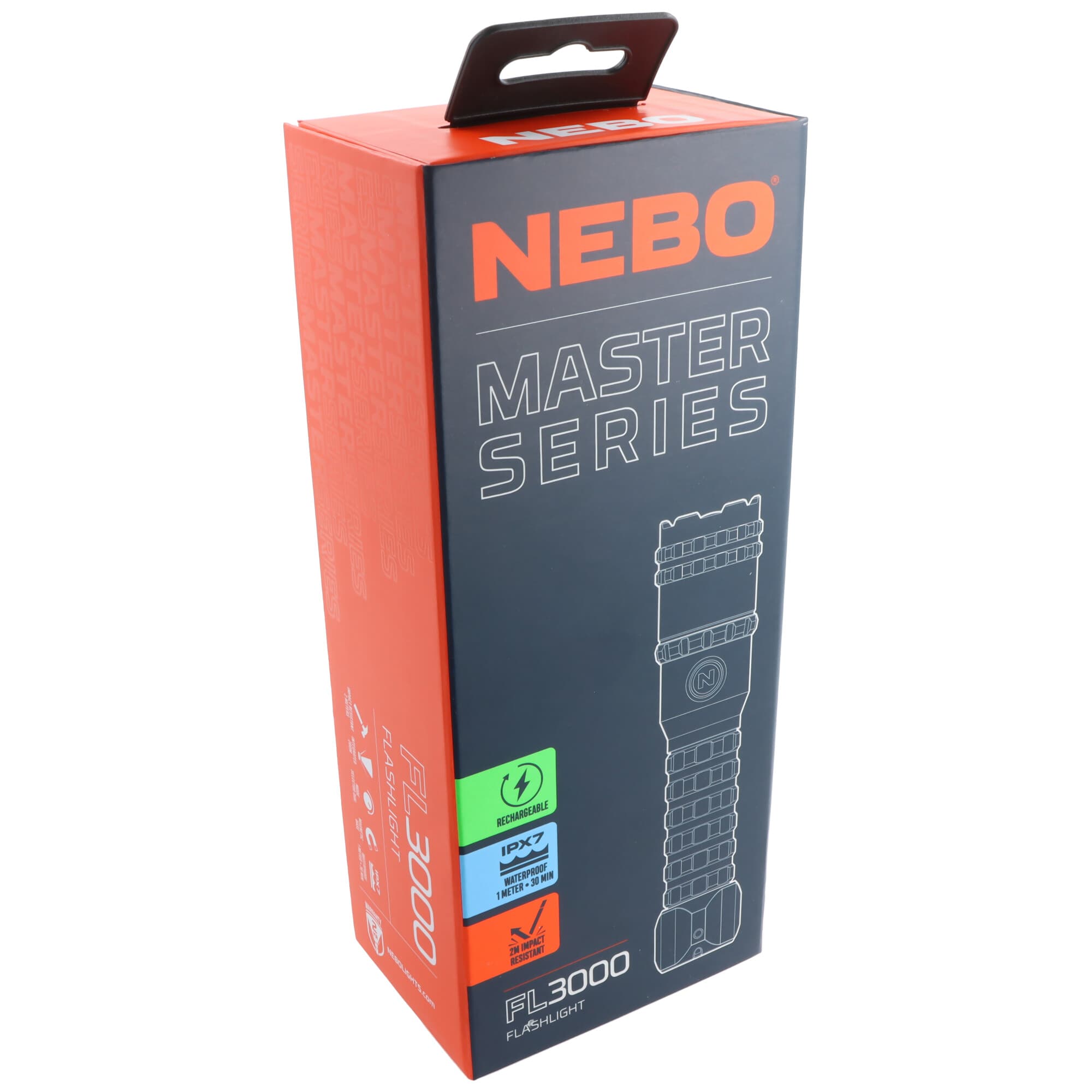 Lampe de poche LED Nebo EB-FLT-1009-G MASTER SERIES FL3000, max. 3000 lumens, fonction zoom, avec base magnétique