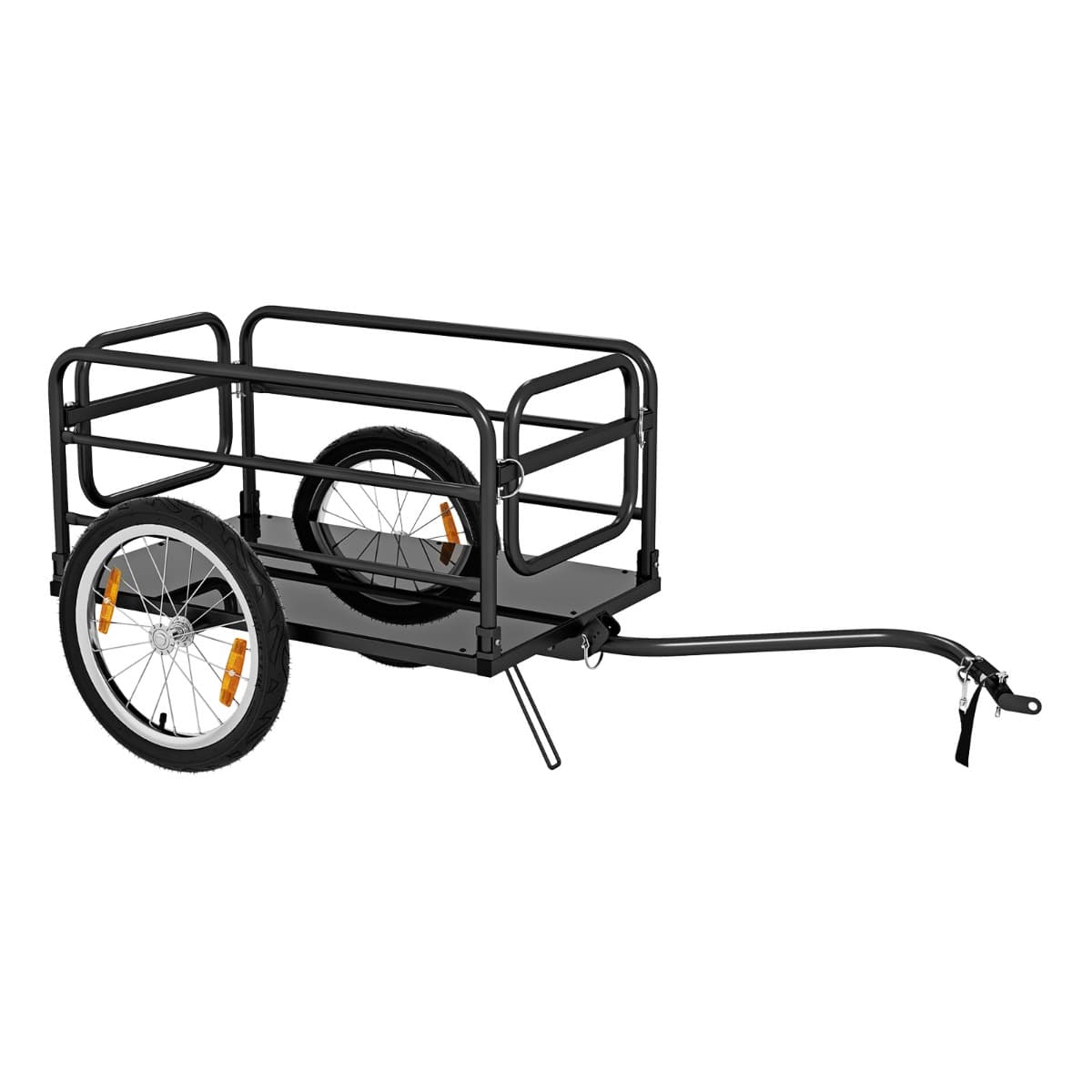 CostwayRemorque de Vélo avec Cadre Pliable Charge 55 kg Chariot pour Vélo avec Housse en Tissu Oxford Roues à Air de 40 cm Réflecteurs Bleu