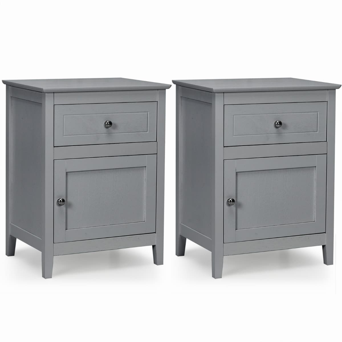 Lot de 2 Tables de Chevet avec Tiroir et Grand Placard 48 x 38 x 63,5 CM (L×l×H) 2 Tables de Nuit av